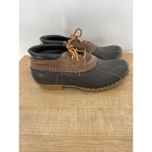Vintage LL Bean Boots Mens 8 M Brown Low Top Rubber Rain Duck Lace Up Outdoors
